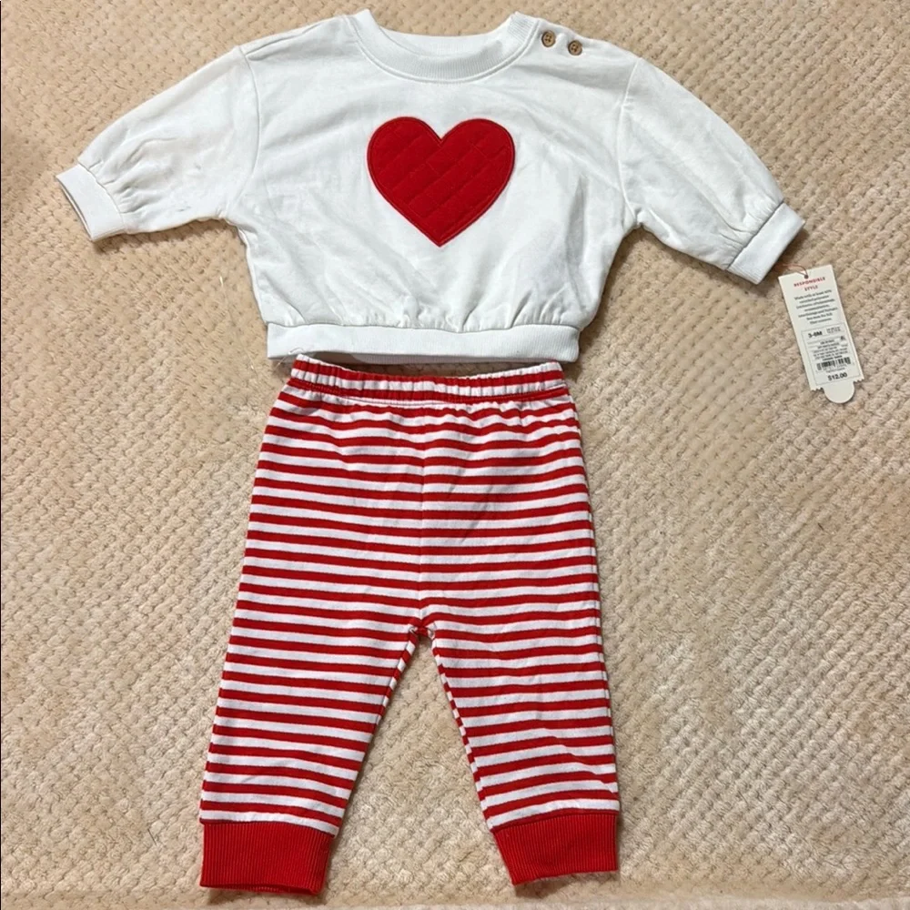Cat & Jack Red Heart Matching Set in White and Red